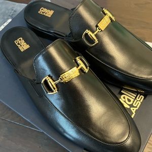 Cavalli Class by Roberto Cavalli Men’s Leather Mules